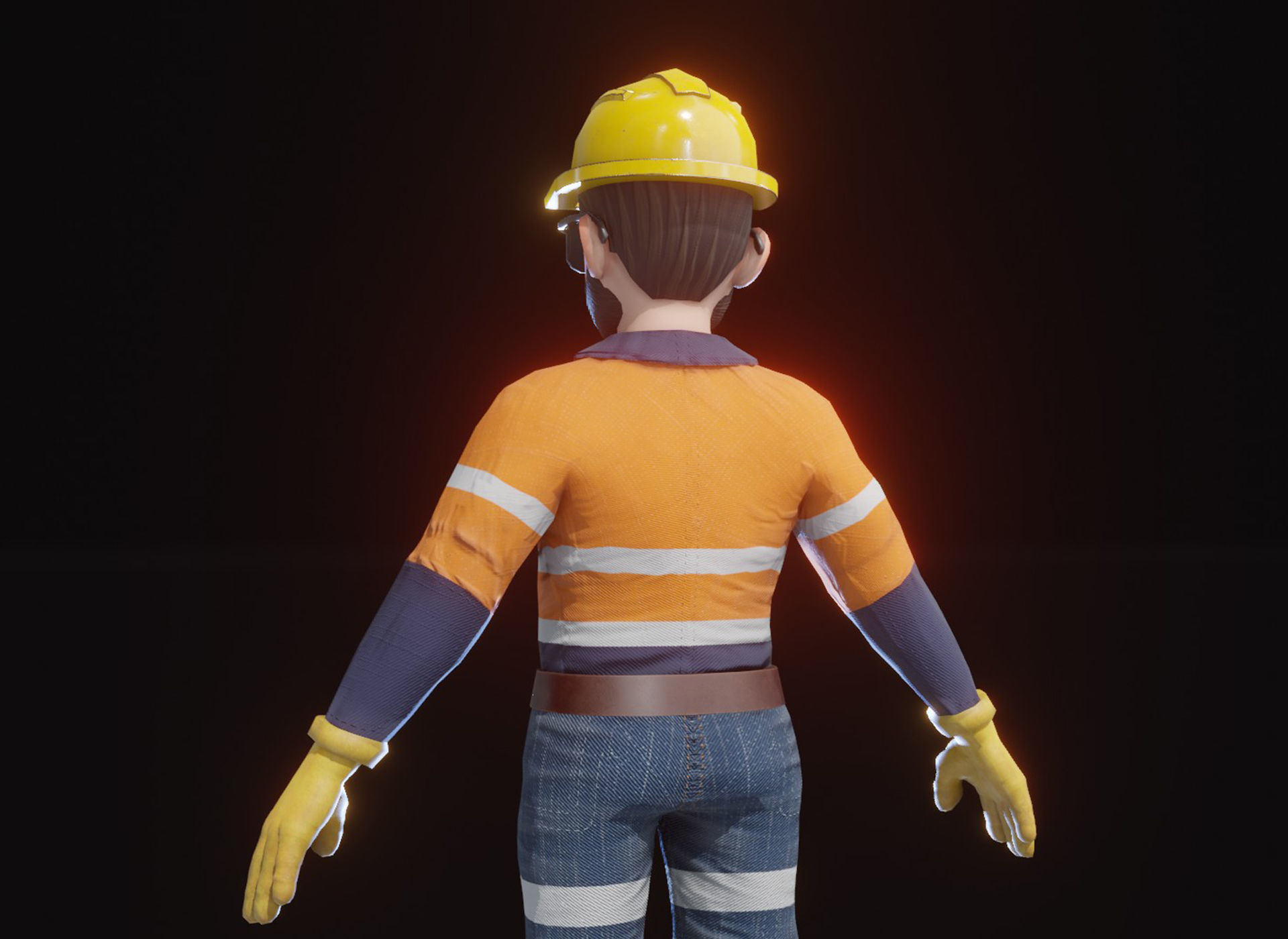 Stylized Male Miner 3D Model Animated Customizable Low-poly 3D model_20