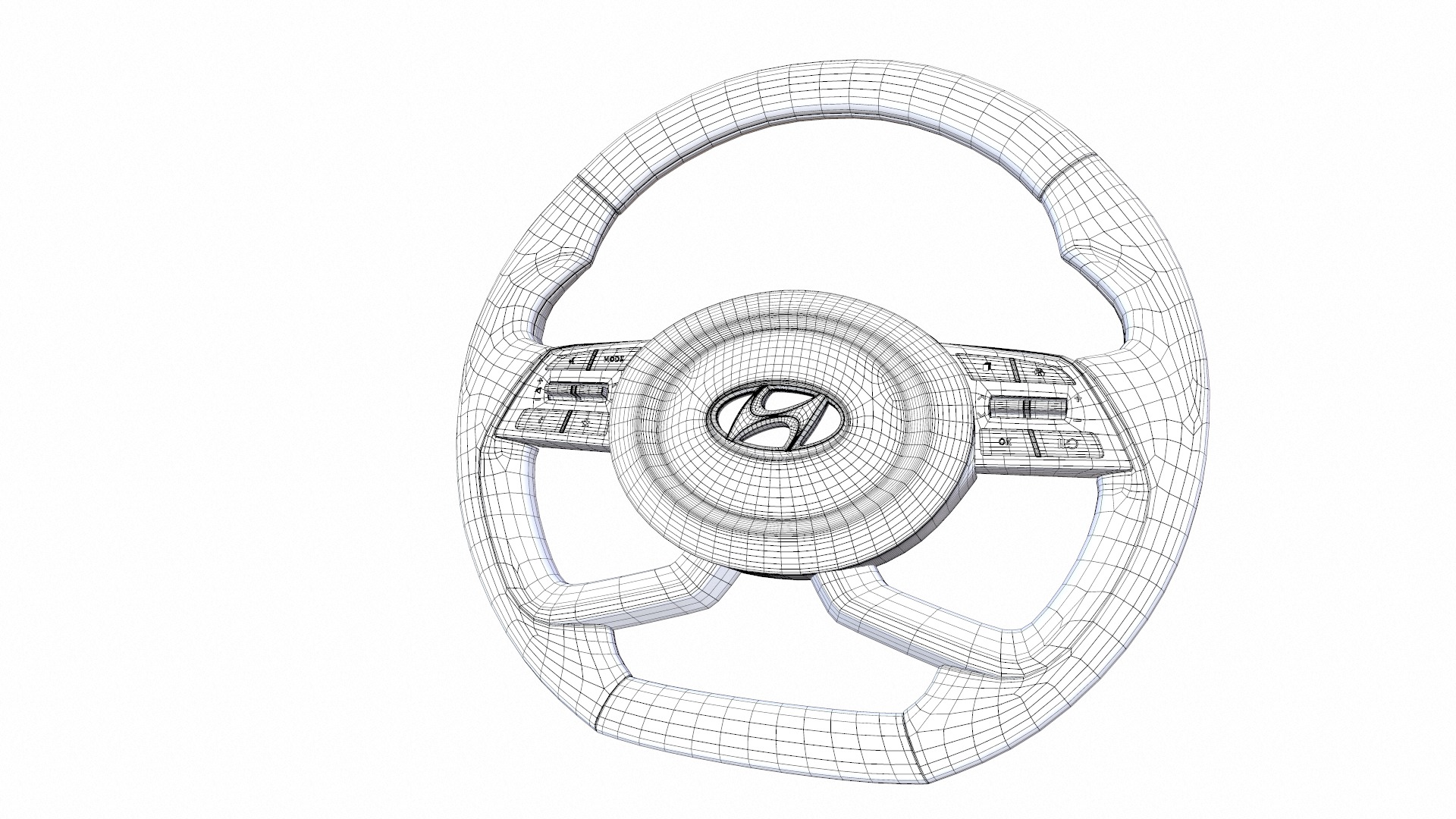 Car Steering Wheel Low-poly 3D model_9