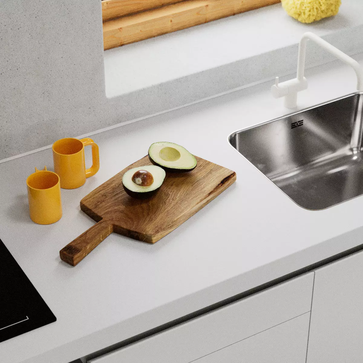 polypasta - avocado halves 01 with cutting board 3D model_0