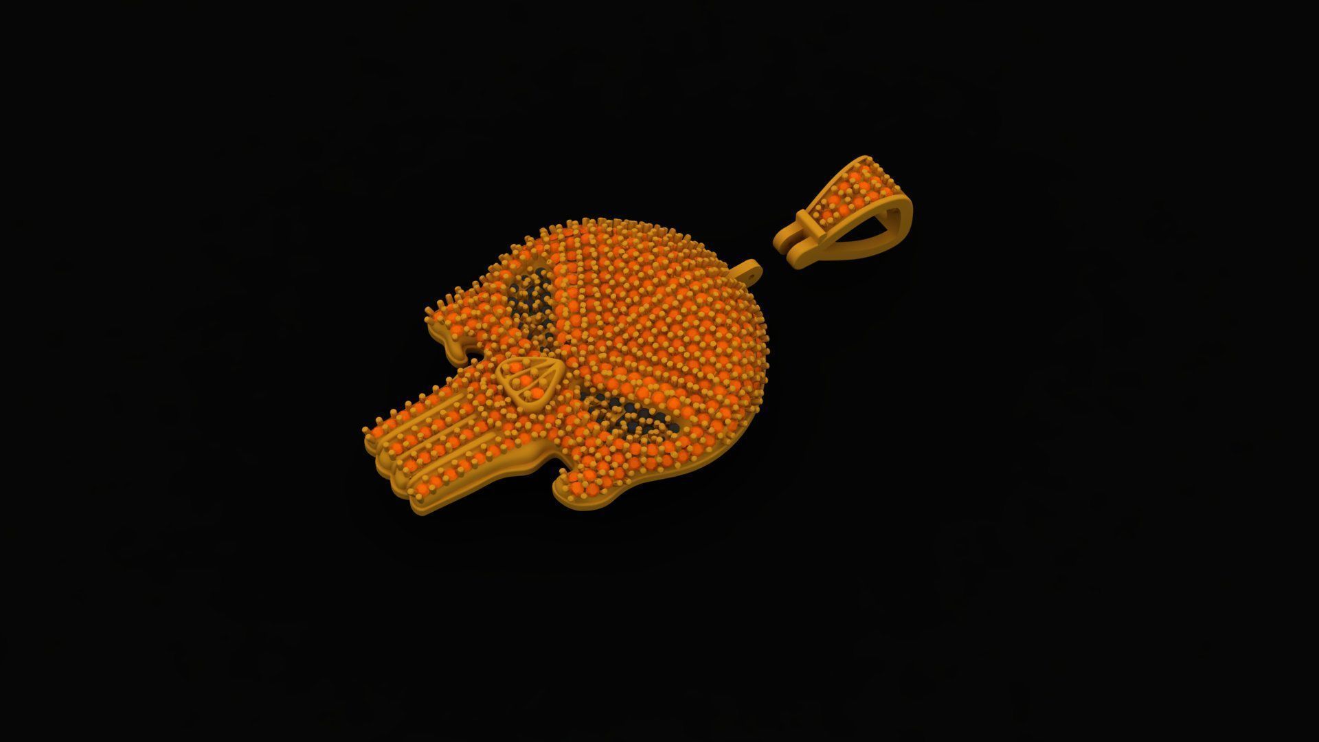 Gilded Bones Diamond Skull Locket 3D print model_10