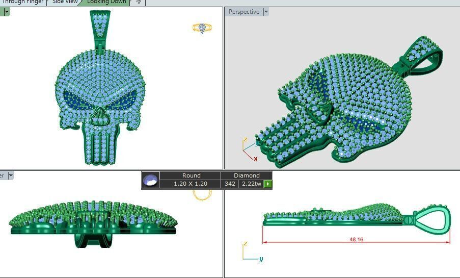 Gilded Bones Diamond Skull Locket 3D print model_1