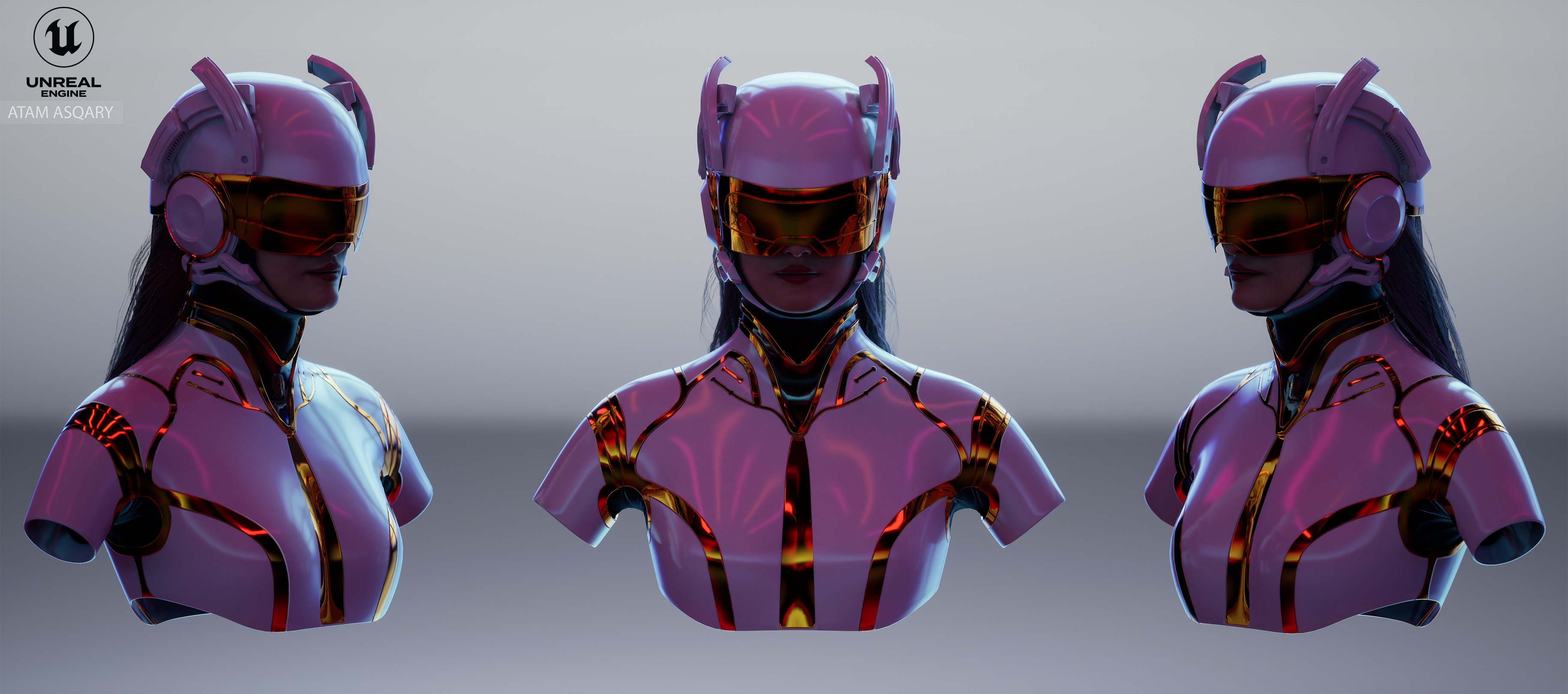 Sci-fi helmet Low-poly 3D model_9