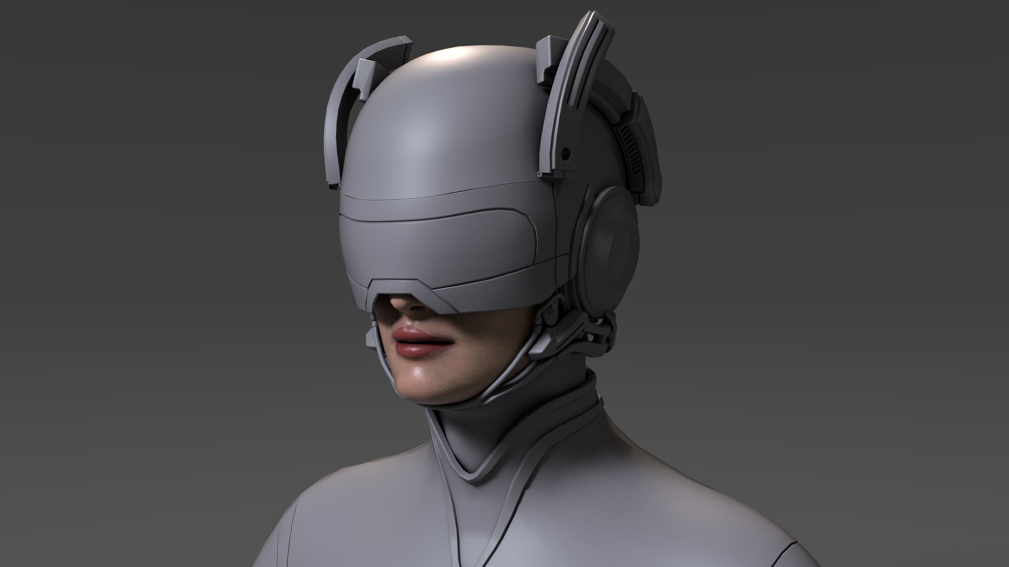 Sci-fi helmet Low-poly 3D model_16