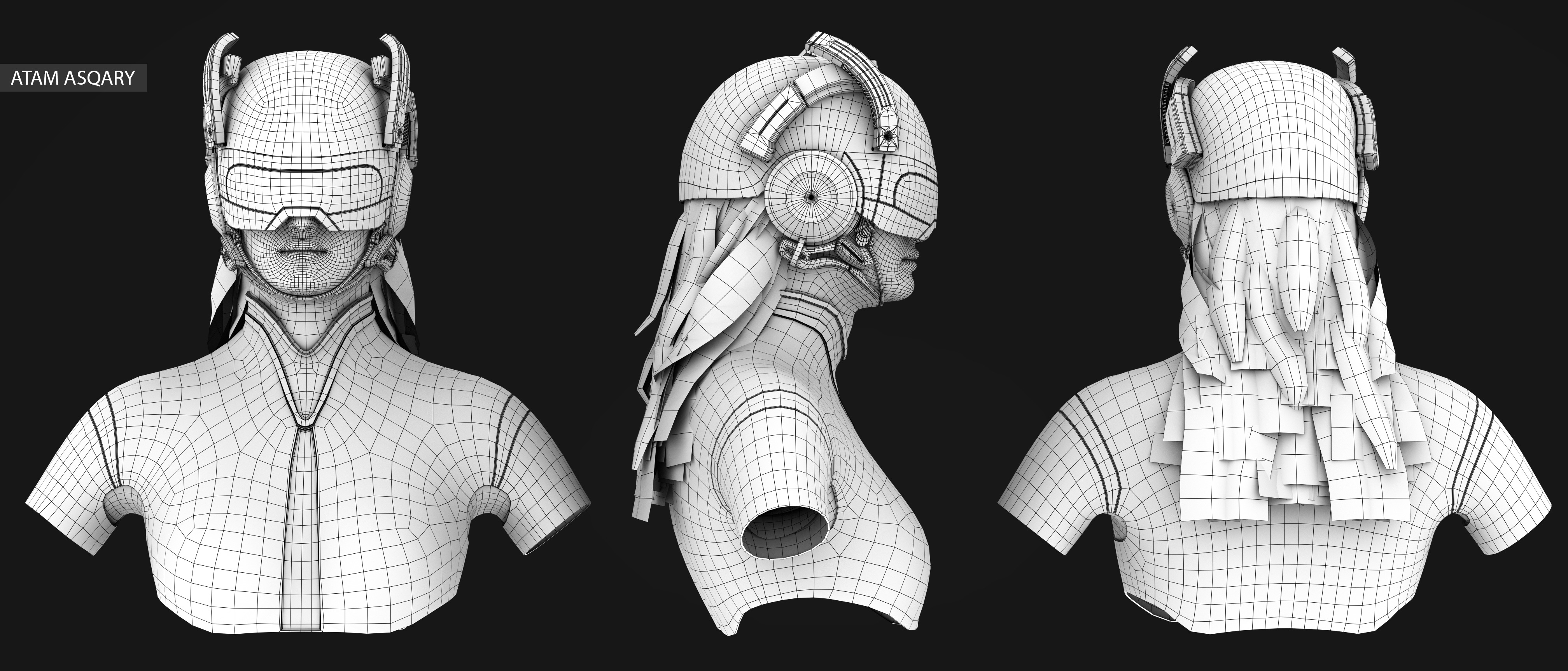 Sci-fi helmet Low-poly 3D model_6