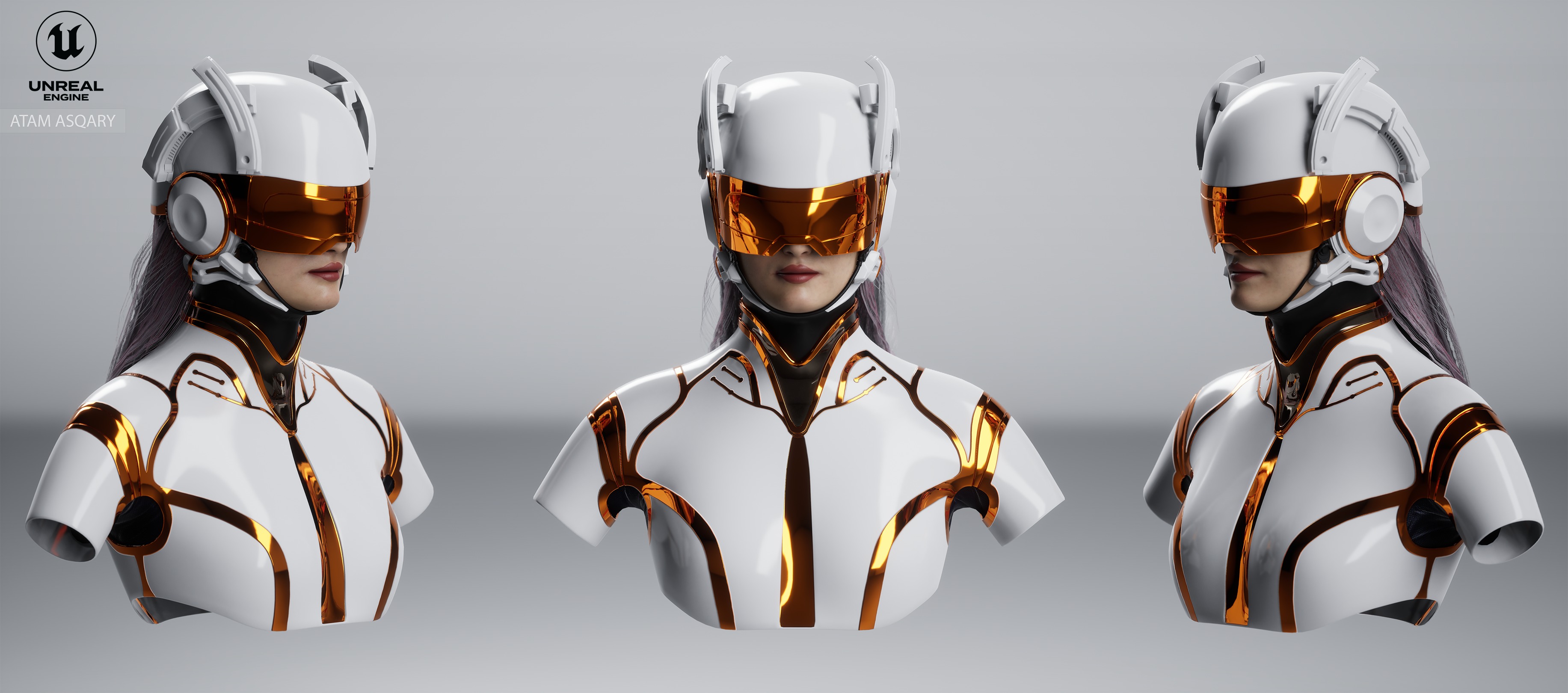 Sci-fi helmet Low-poly 3D model_3