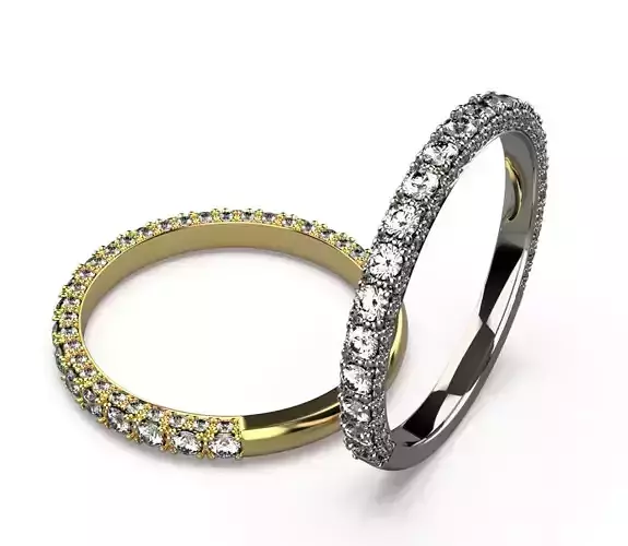3 Row Pave Diamond Half Eternity Wedding Anniversary Band Ring