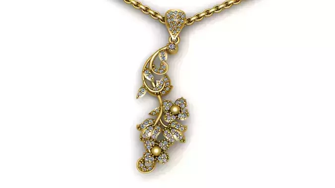 FLOWER BRANCH PENDANT 3ED PRINTABLE MODEL 