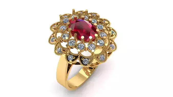 RUBY FLOWER RING 3D PRINTABLE MODEL 