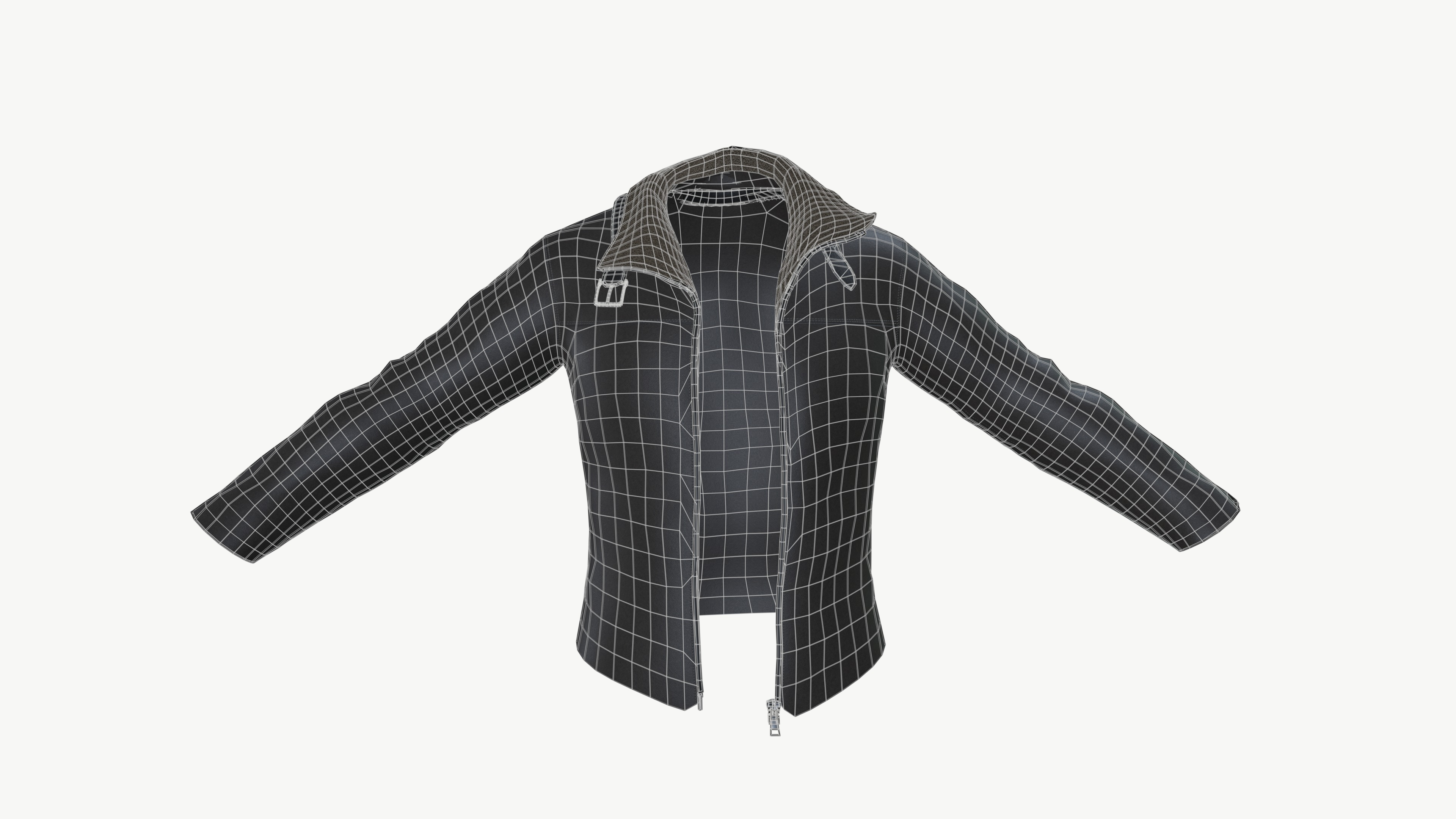 Winter jacket Low-poly 3D model_9