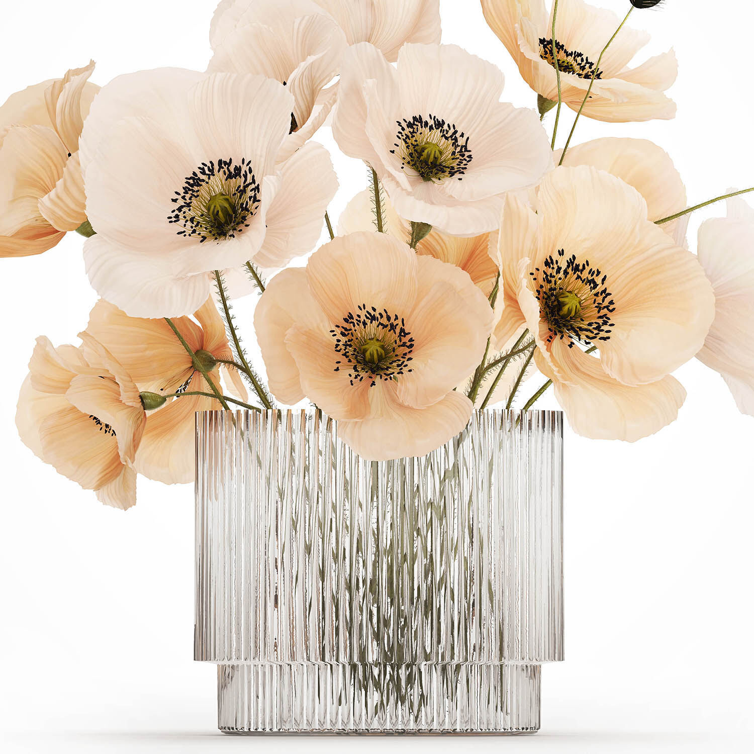 Bouquet Of White Wild Flowers Poppy In A Vase 479 3D model_10