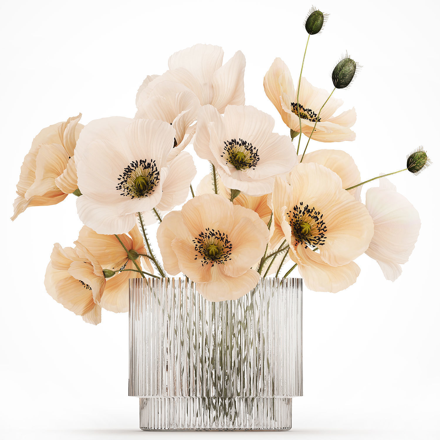 Bouquet Of White Wild Flowers Poppy In A Vase 479 3D model_8