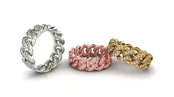 Cuban Link Chain Ring Stackable Ring 