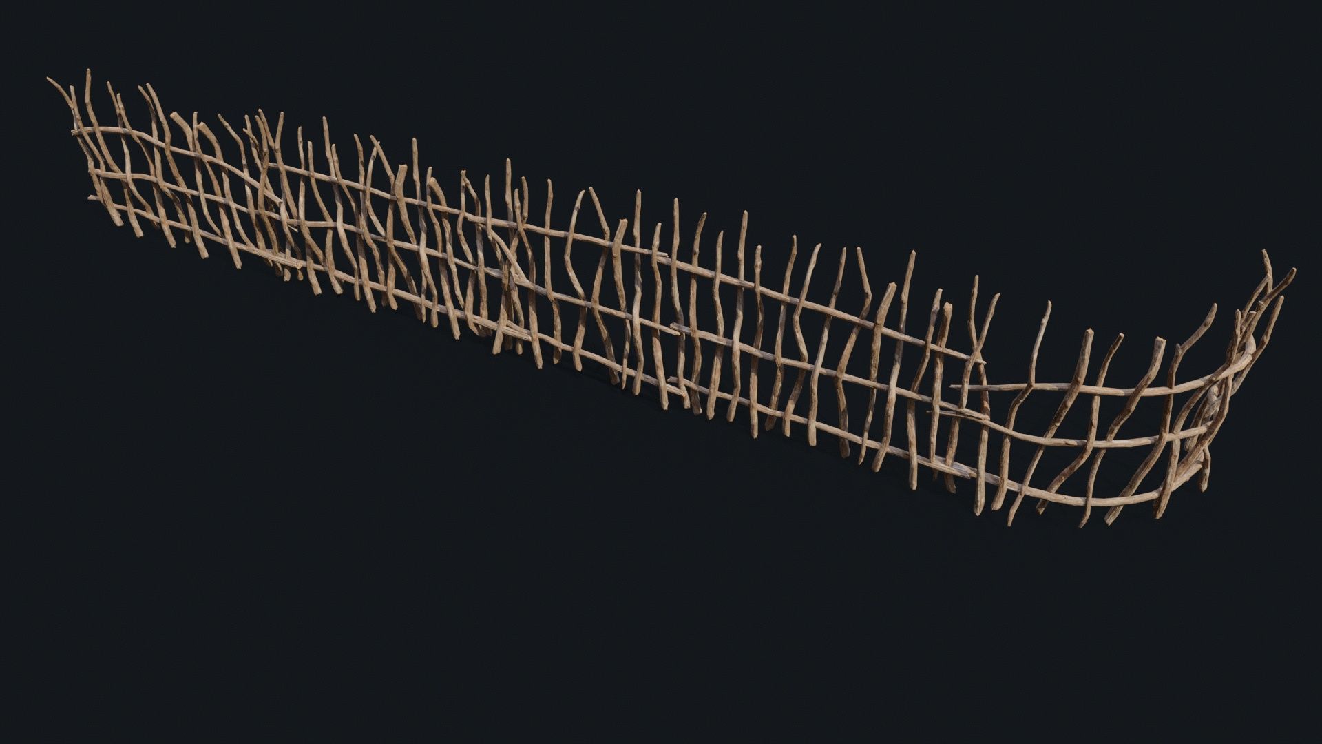 Wicker Fence Low-poly 3D model_4