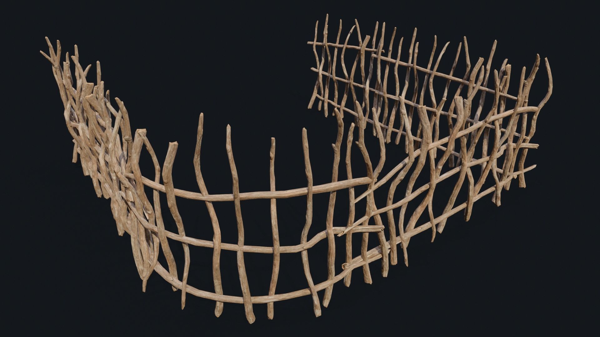 Wicker Fence Low-poly 3D model_6