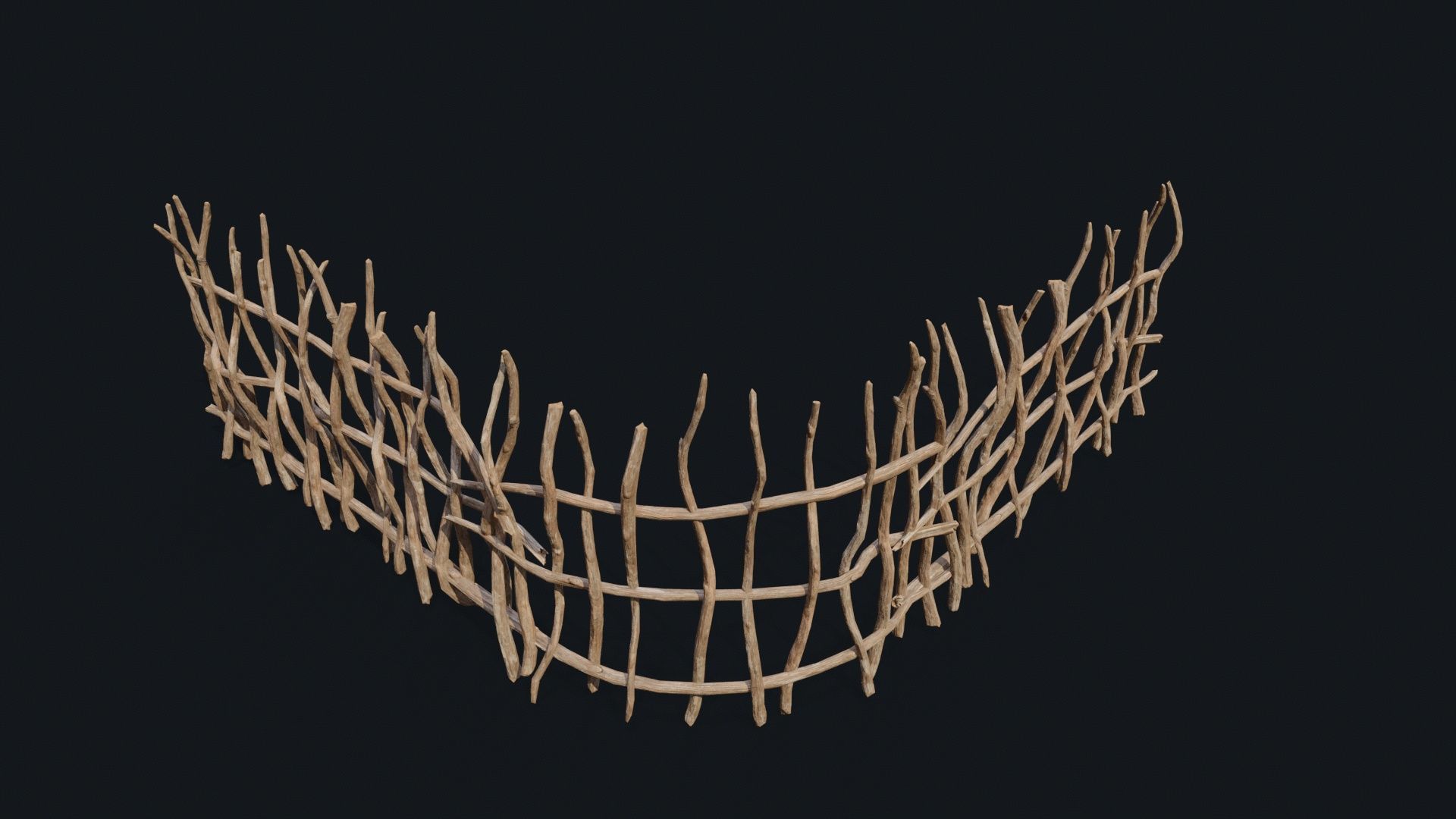 Wicker Fence Low-poly 3D model_5