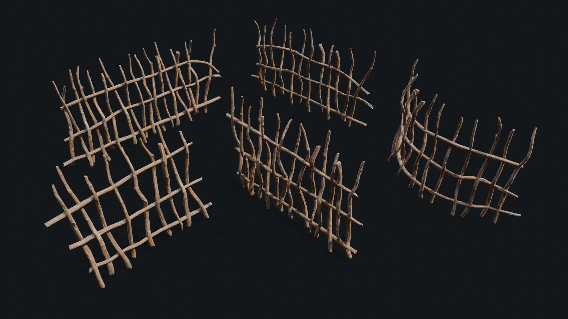 Wicker Fence Low-poly 3D model_3
