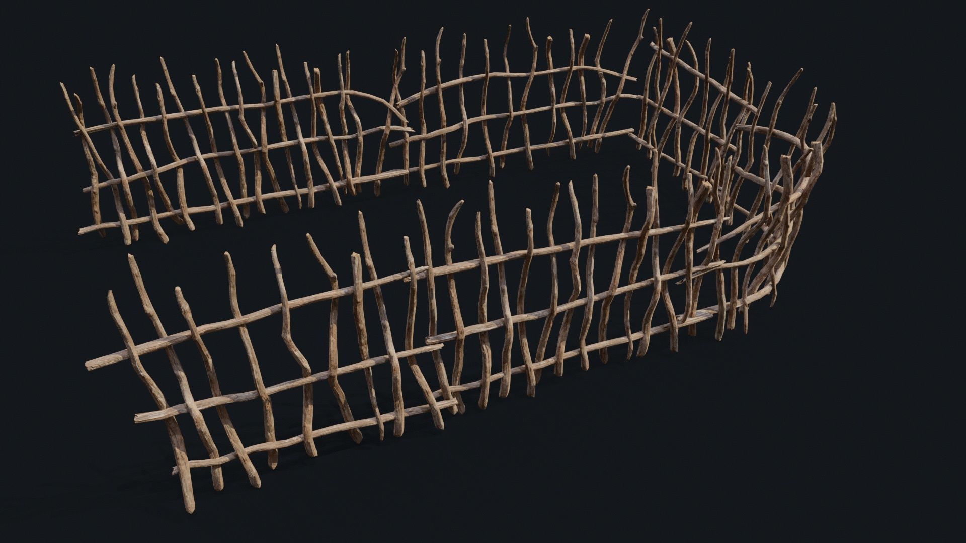 Wicker Fence Low-poly 3D model_2