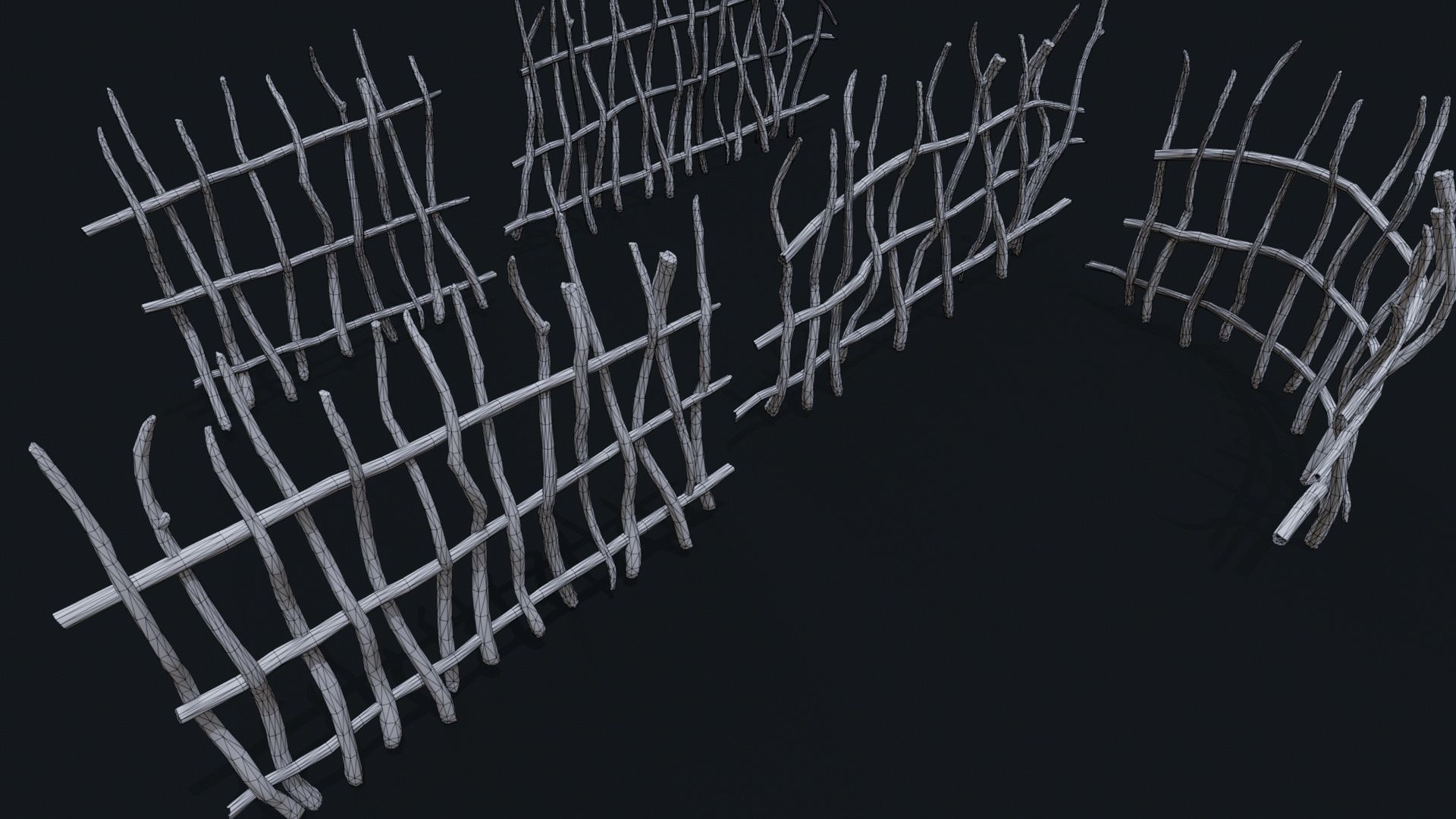 Wicker Fence Low-poly 3D model_8