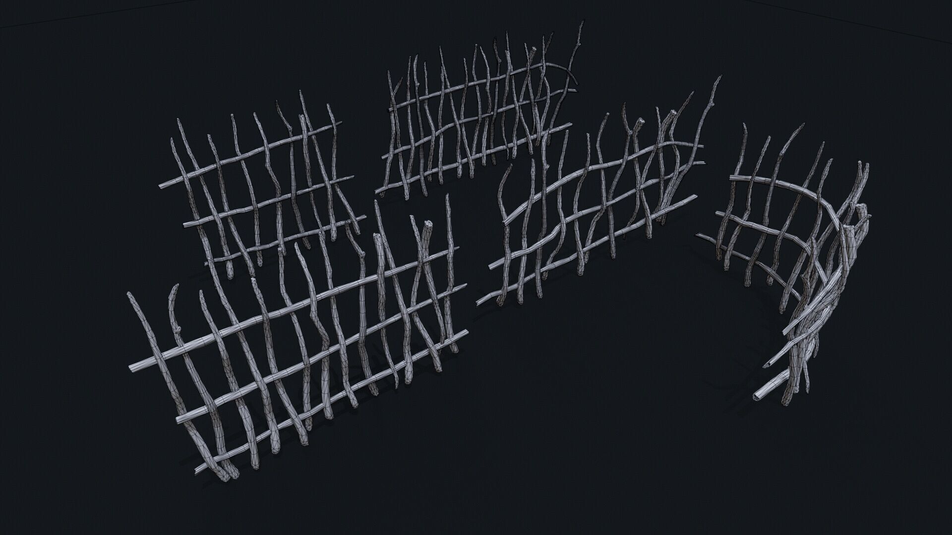 Wicker Fence Low-poly 3D model_7