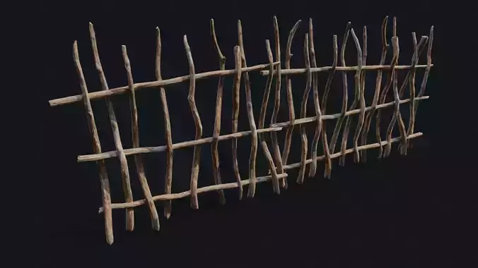 Wicker Fence Low-poly 3D model