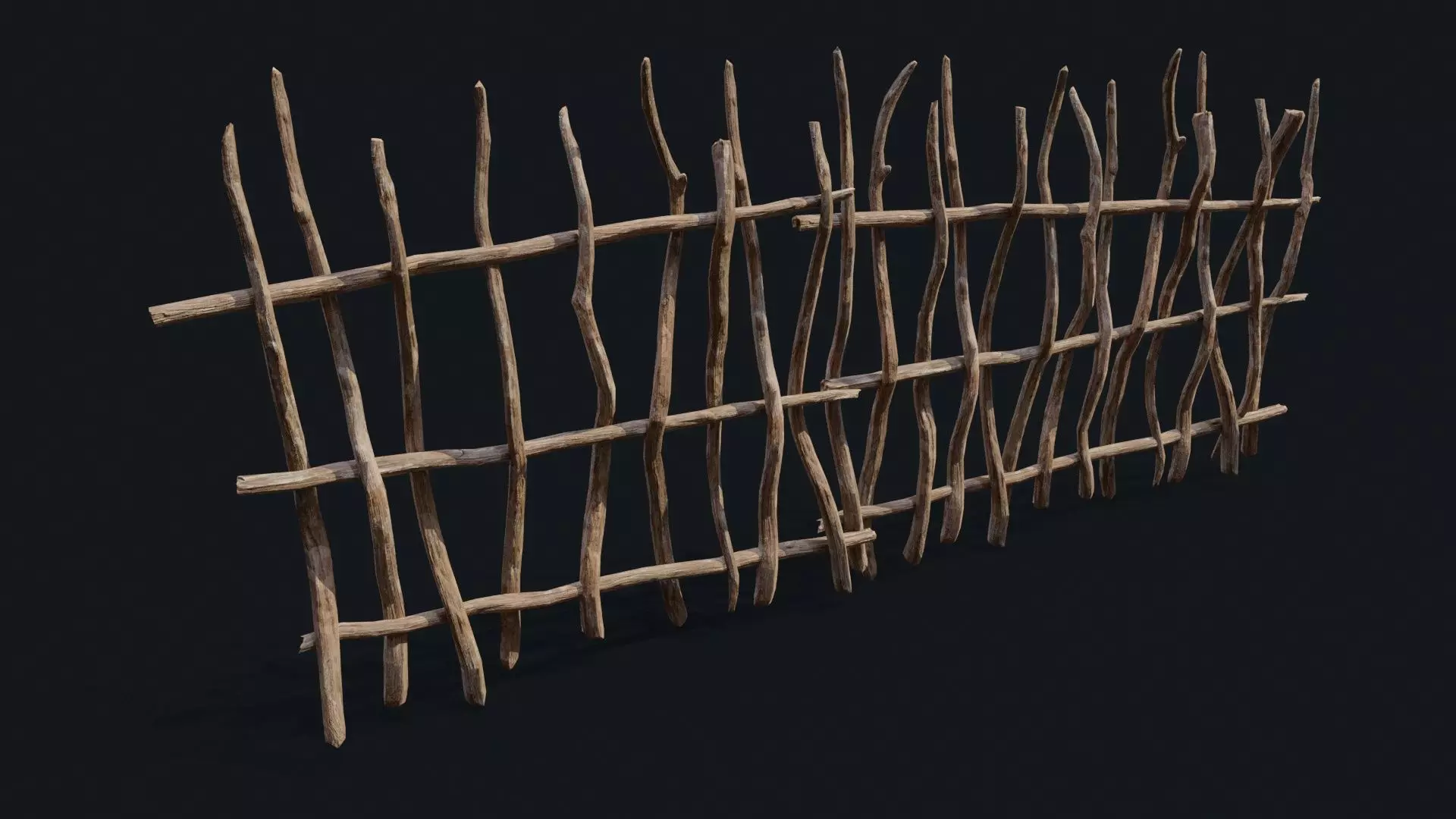 Wicker Fence Low-poly 3D model_0