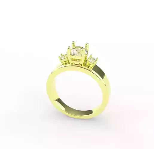 Ring with three stones 3D print model