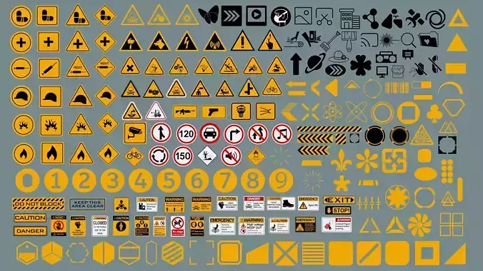 Polygon Decals 201 pieces - Collection 2 Low-poly 3D model