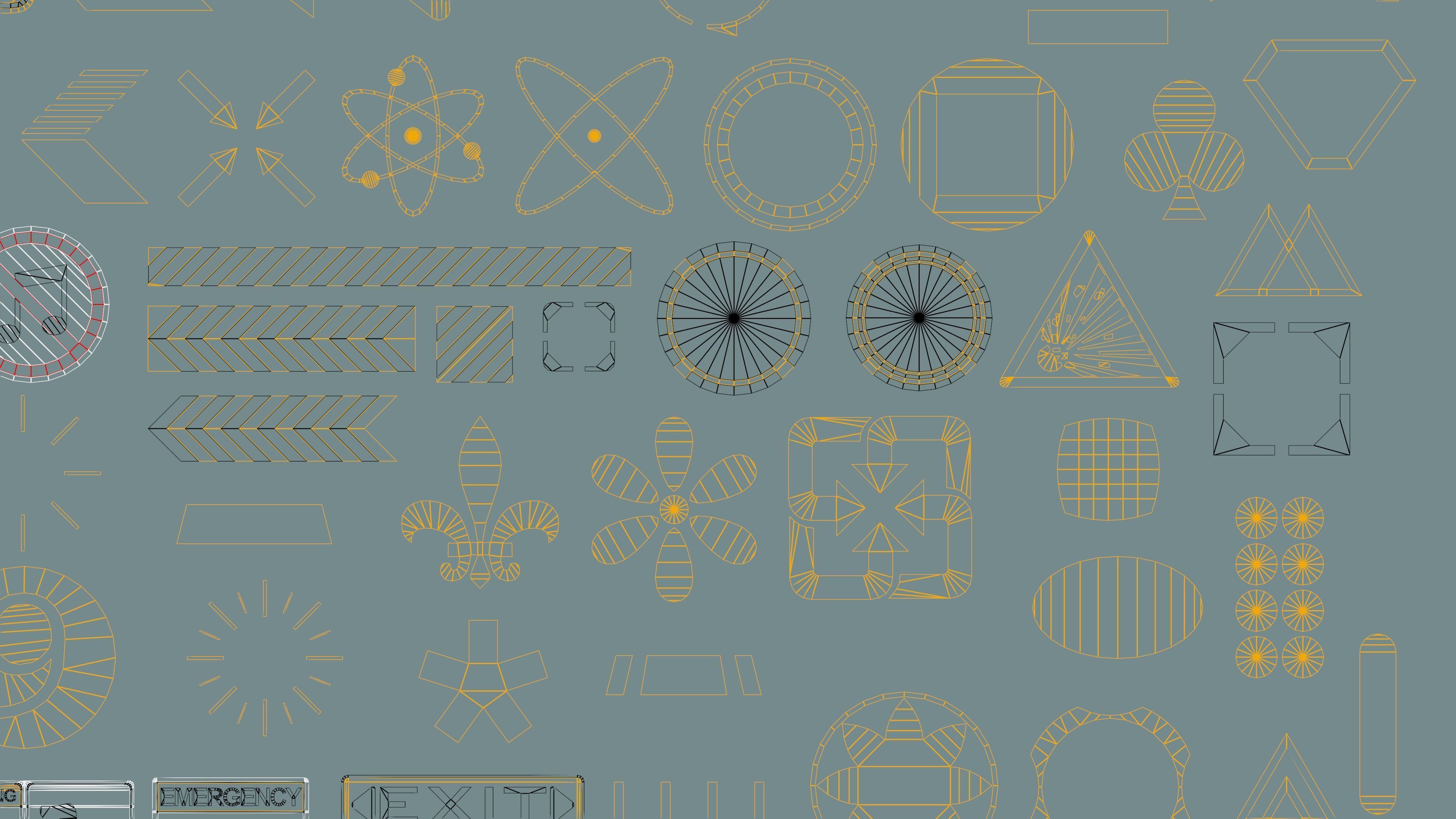 Polygon Decals 201 pieces - Collection 2 Low-poly 3D model_9