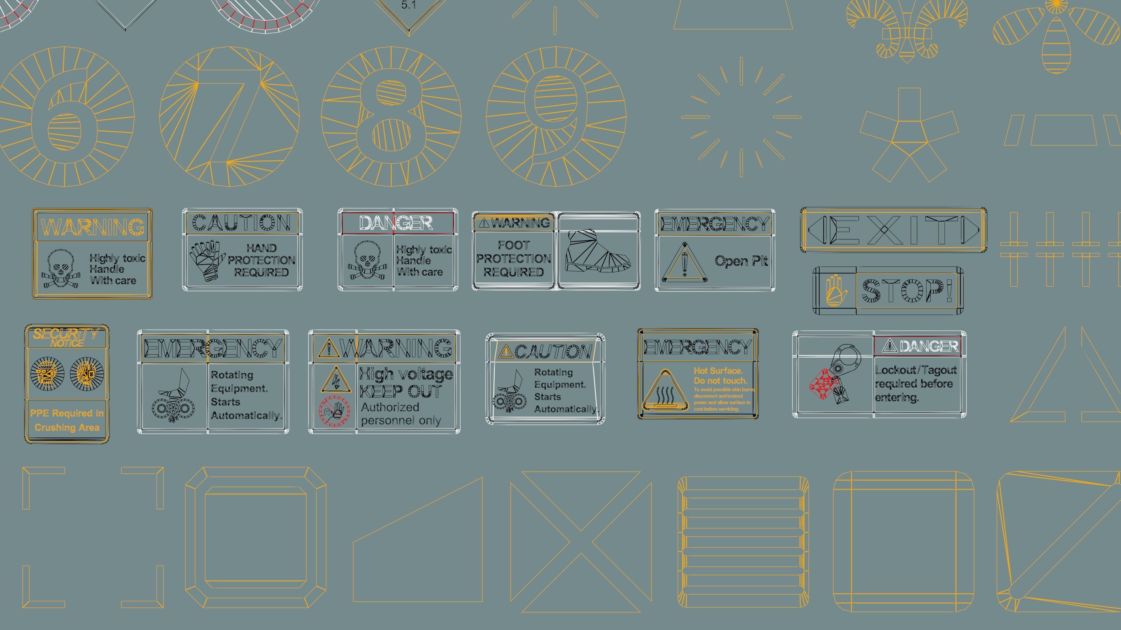 Polygon Decals 201 pieces - Collection 2 Low-poly 3D model_17