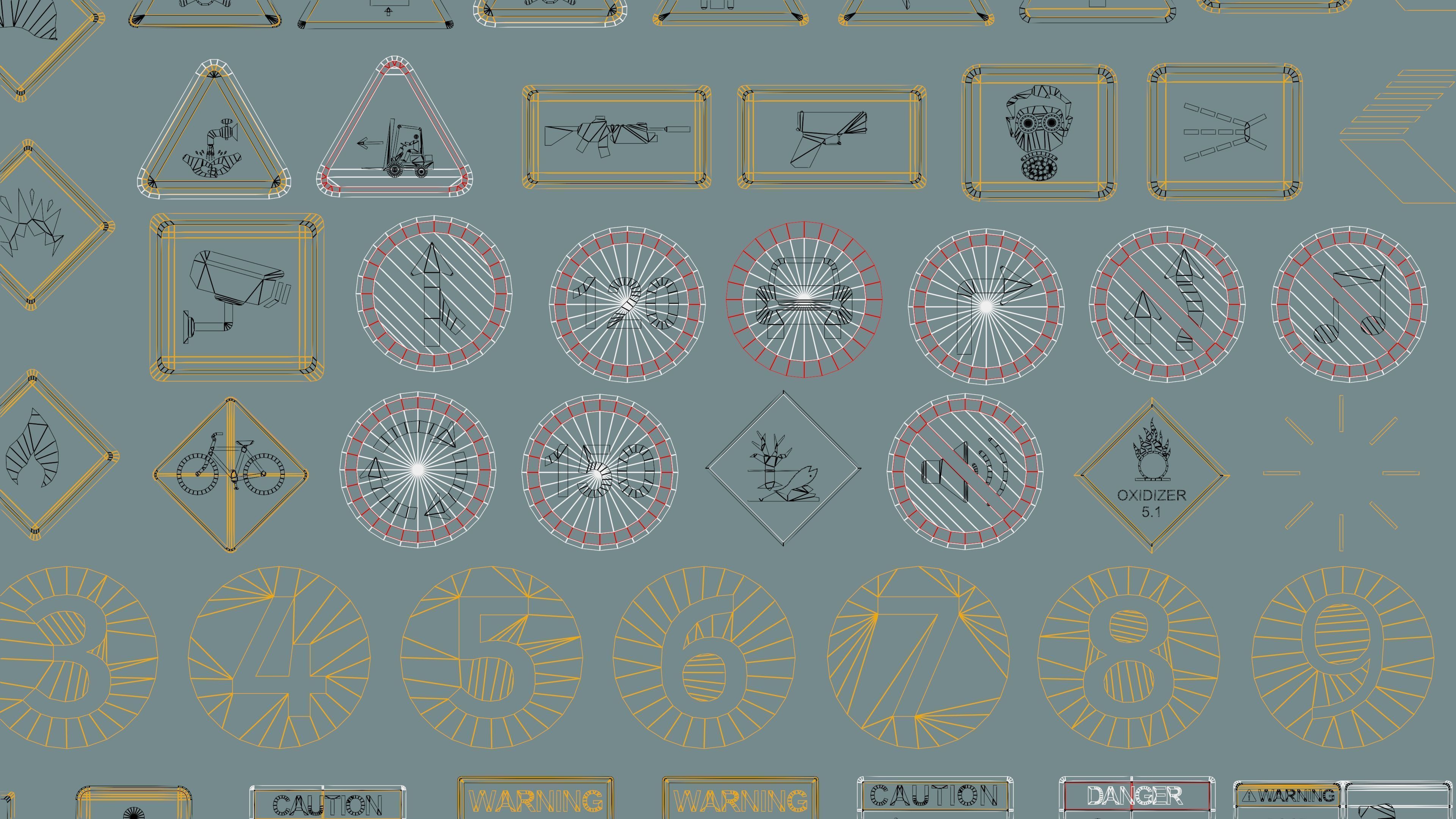 Polygon Decals 201 pieces - Collection 2 Low-poly 3D model_11