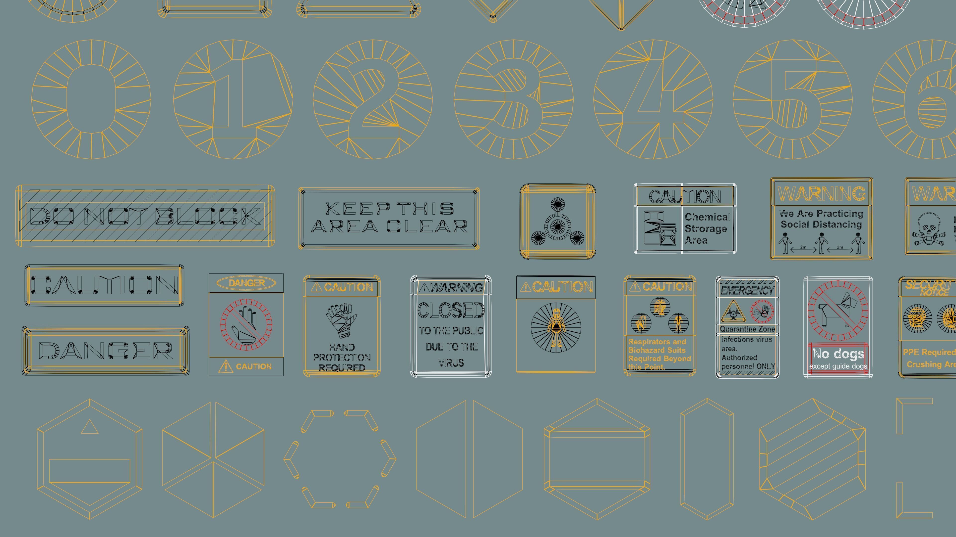 Polygon Decals 201 pieces - Collection 2 Low-poly 3D model_15