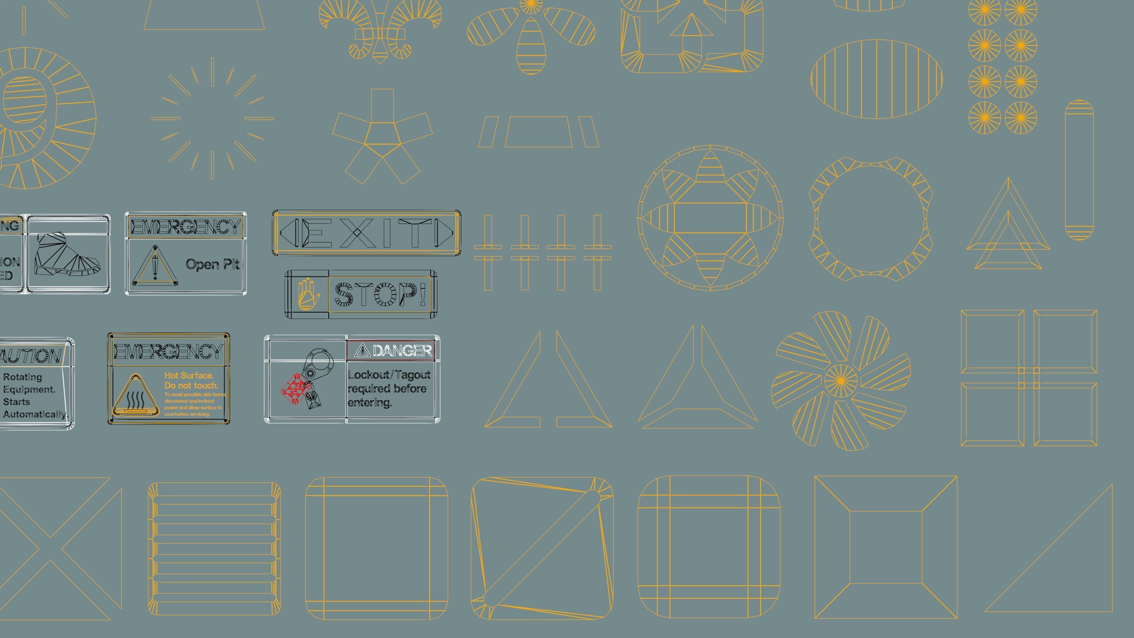 Polygon Decals 201 pieces - Collection 2 Low-poly 3D model_19