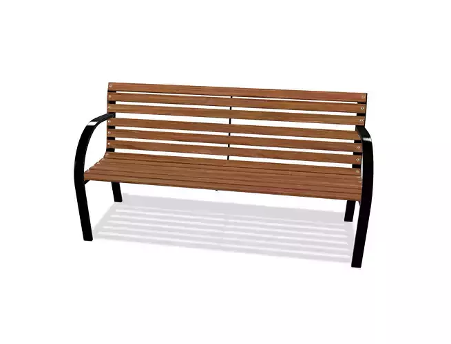 Bench 3d low-poly wooden 3D 