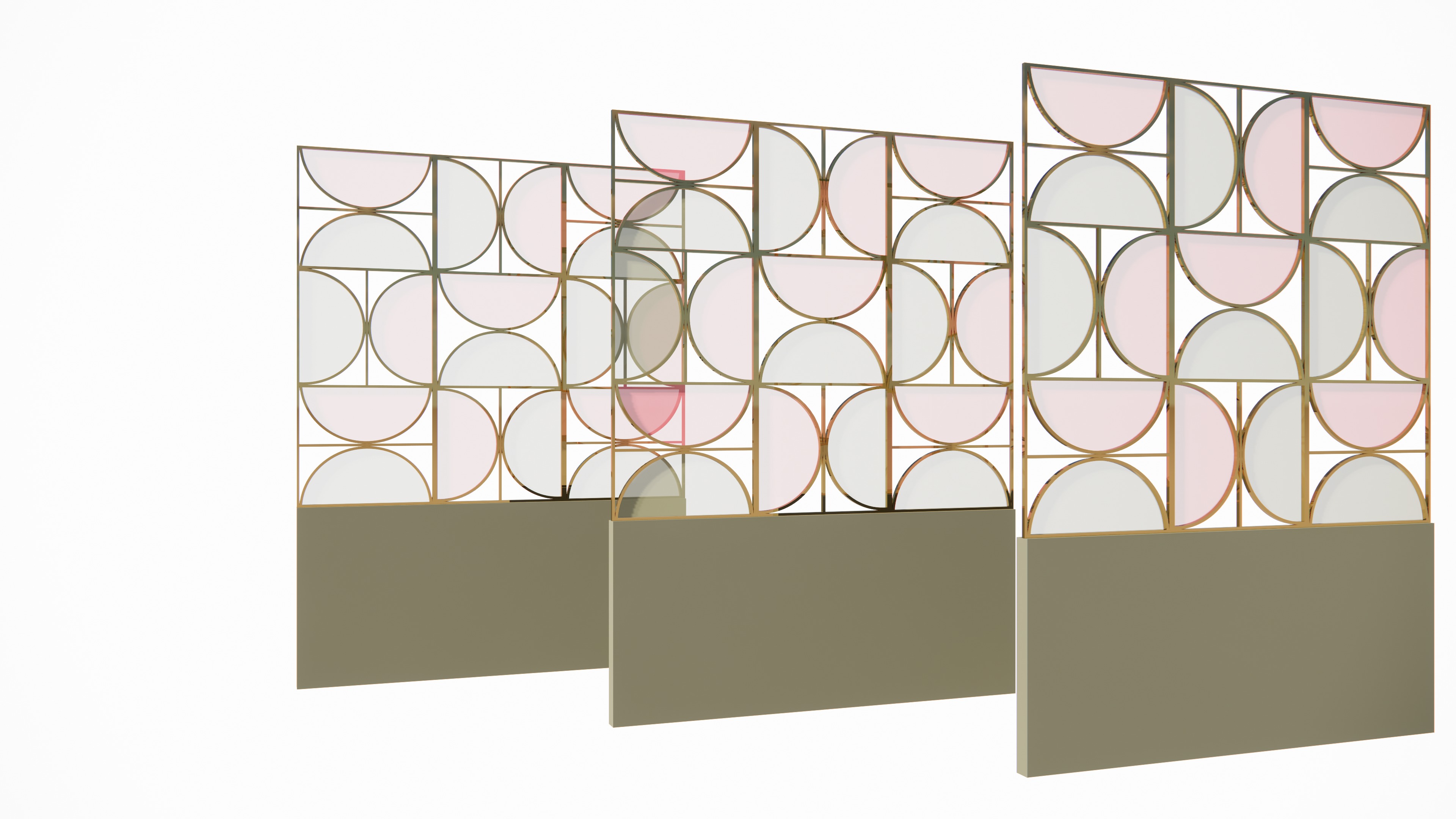 Decorative Partition Wall with Geometric Design Low-poly 3D model_2