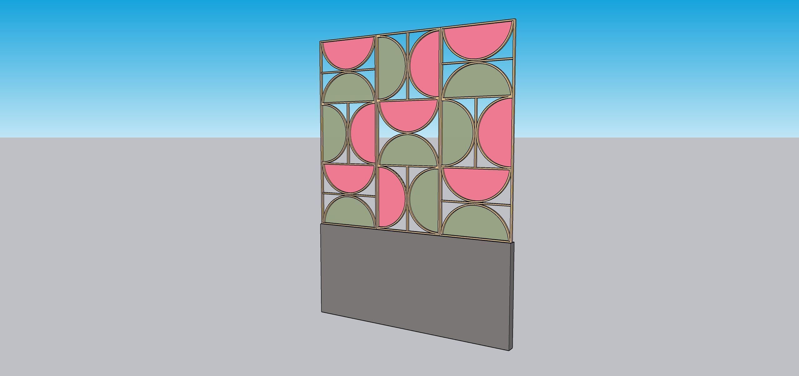 Decorative Partition Wall with Geometric Design Low-poly 3D model_3