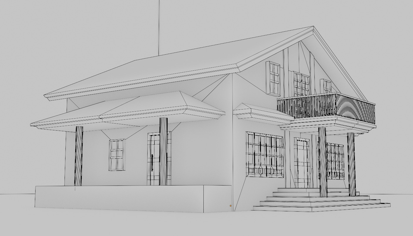 Modern Farm House - LowPoly CGI Model 3D model_7