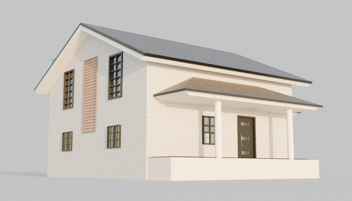 Modern Farm House - LowPoly CGI Model 3D model_3