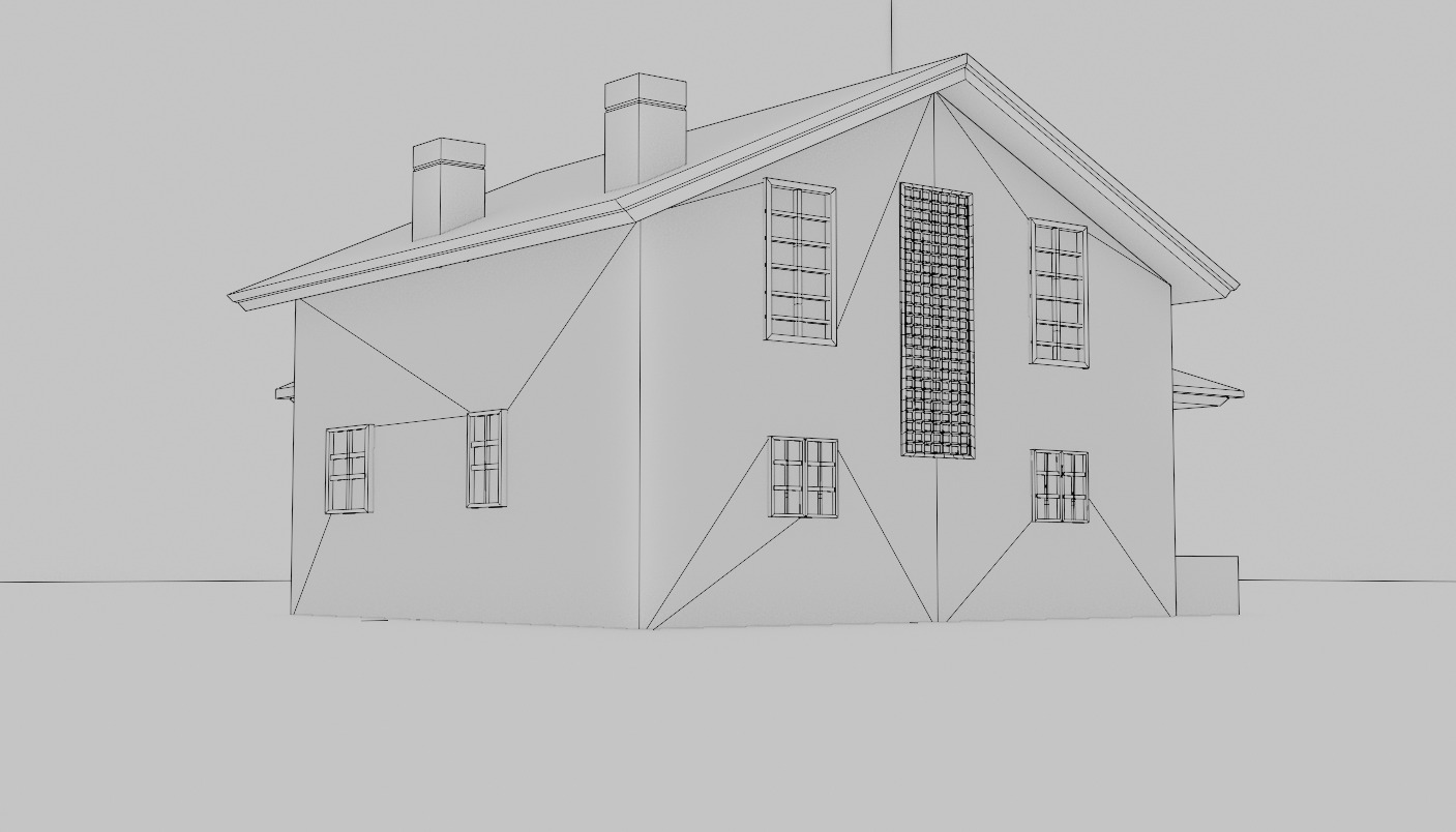 Modern Farm House - LowPoly CGI Model 3D model_9