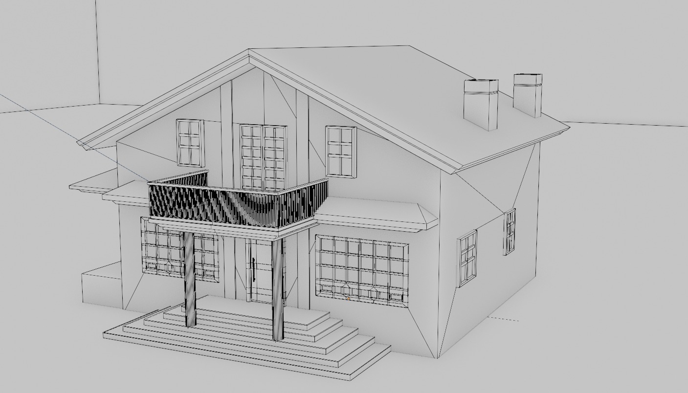 Modern Farm House - LowPoly CGI Model 3D model_6