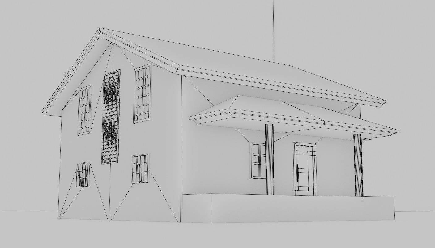 Modern Farm House - LowPoly CGI Model 3D model_8