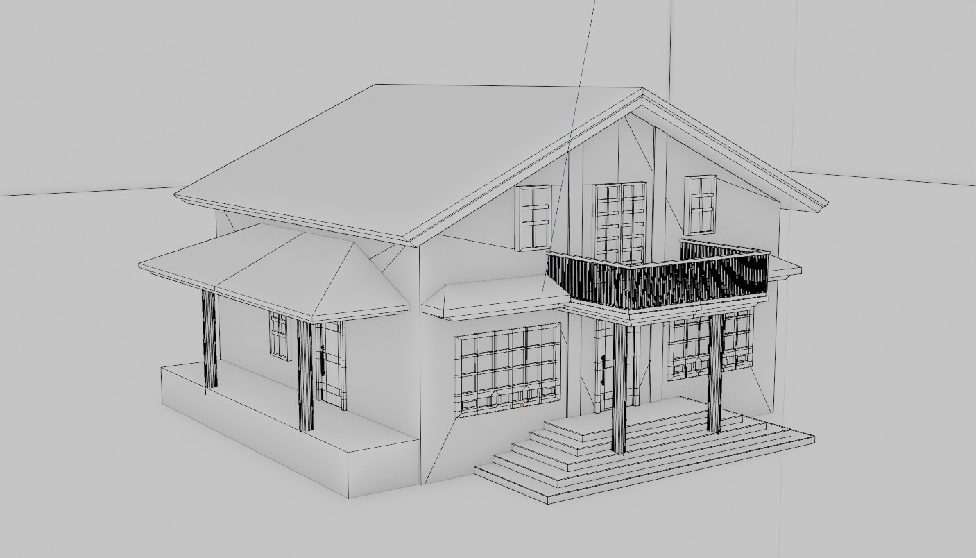Modern Farm House - LowPoly CGI Model 3D model_5