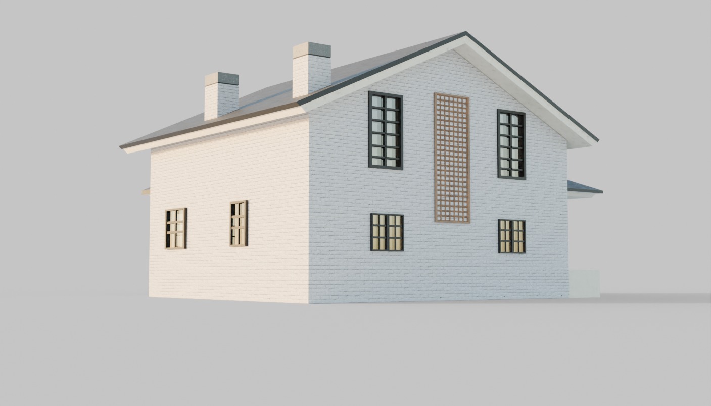 Modern Farm House - LowPoly CGI Model 3D model_4
