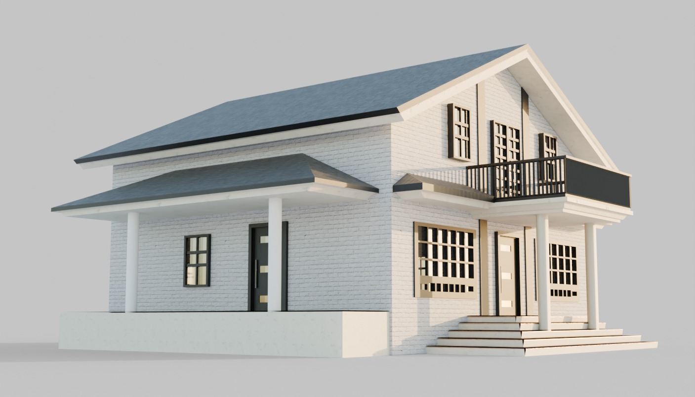 Modern Farm House - LowPoly CGI Model 3D model_2