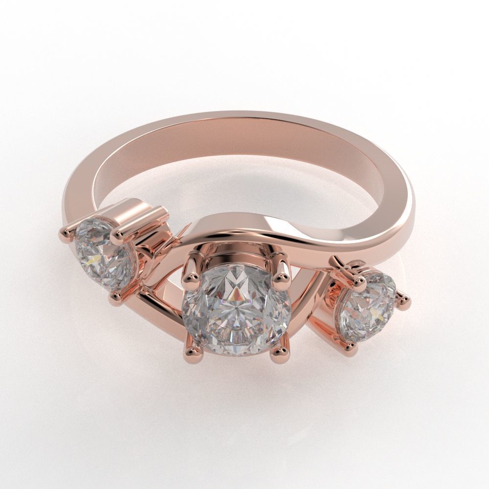 3 stone engagement ring 3D print model_5