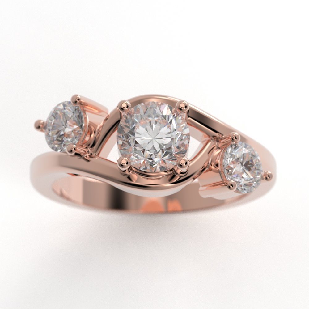 3 stone engagement ring 3D print model_3