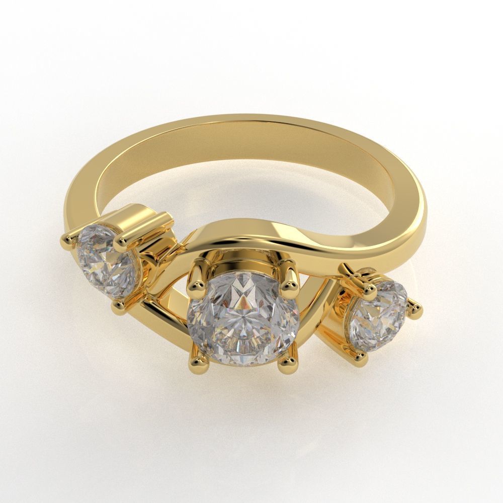 3 stone engagement ring 3D print model_14