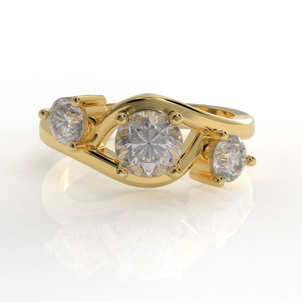 3 stone engagement ring 3D print model_16