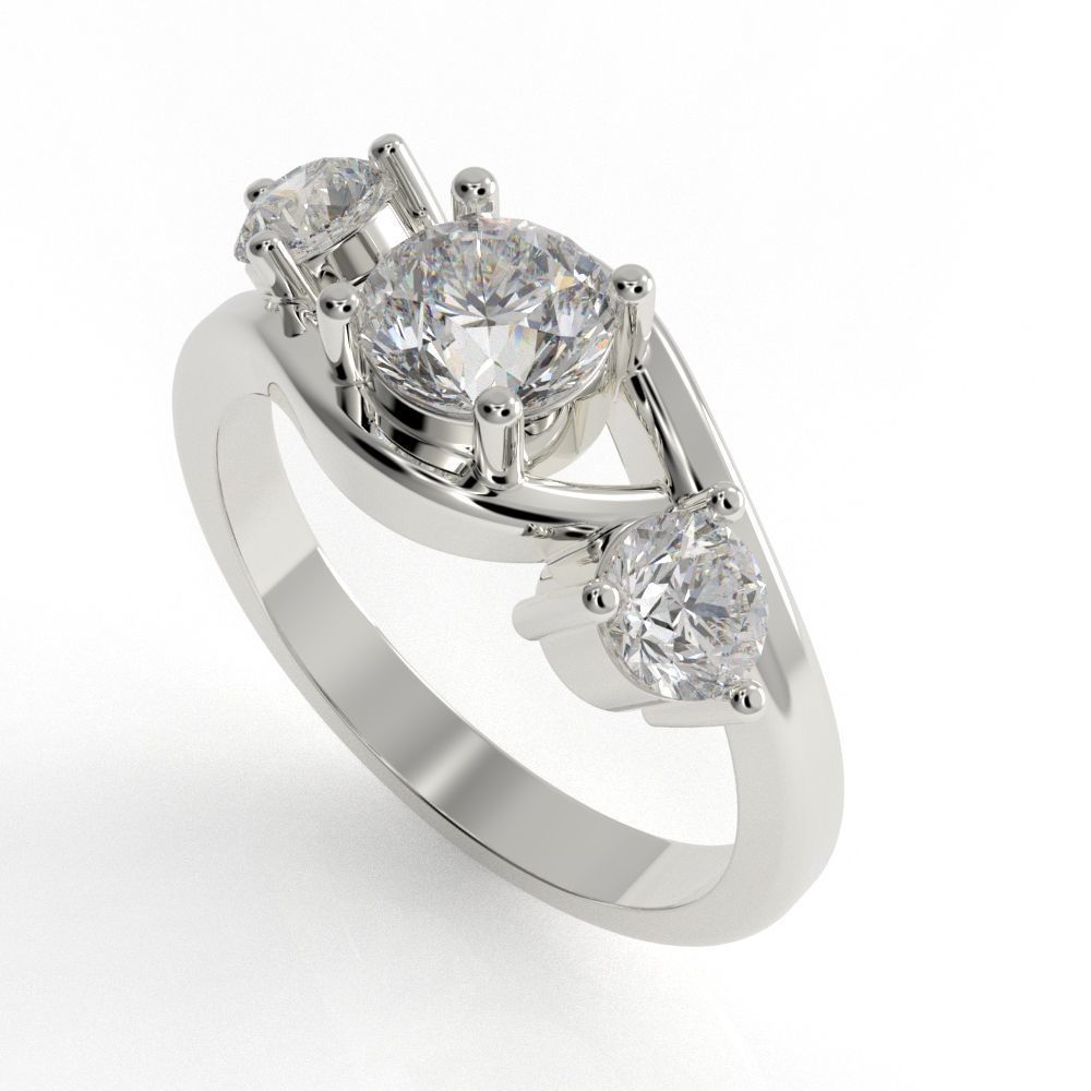 3 stone engagement ring 3D print model_2