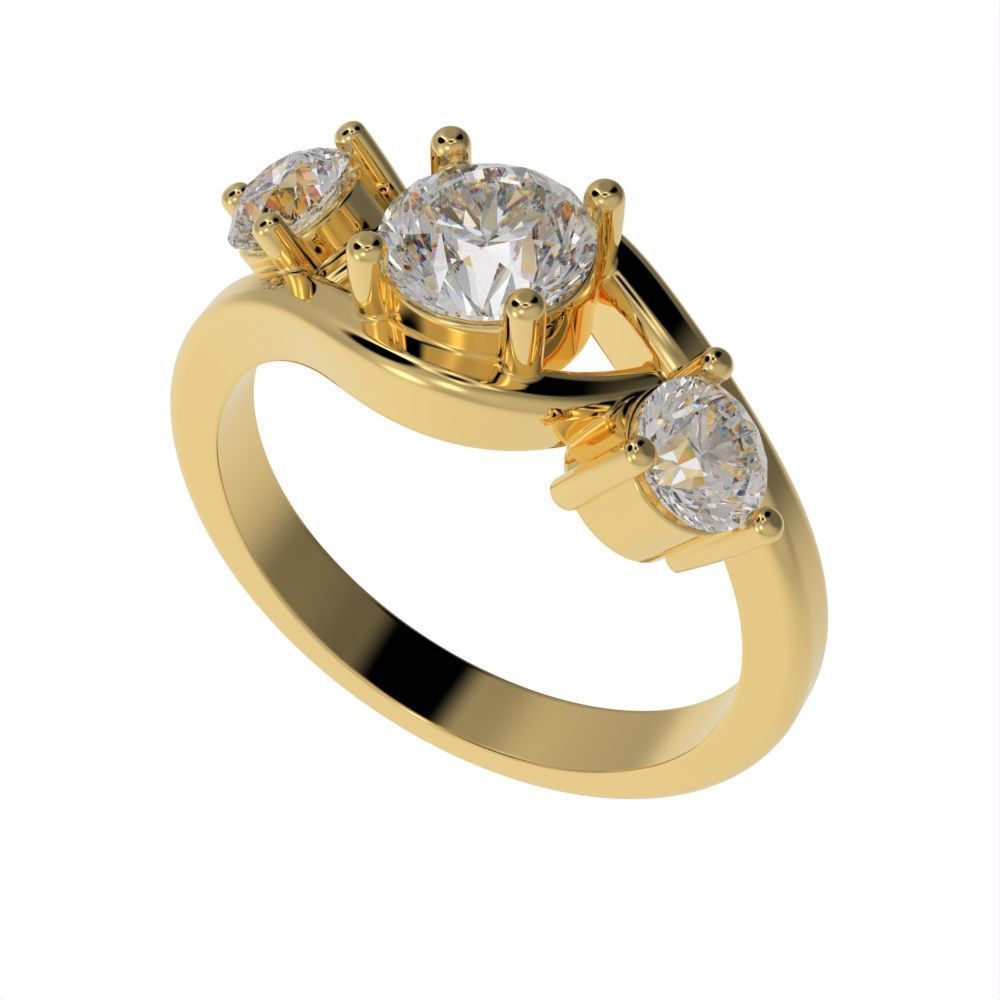 3 stone engagement ring 3D print model_1