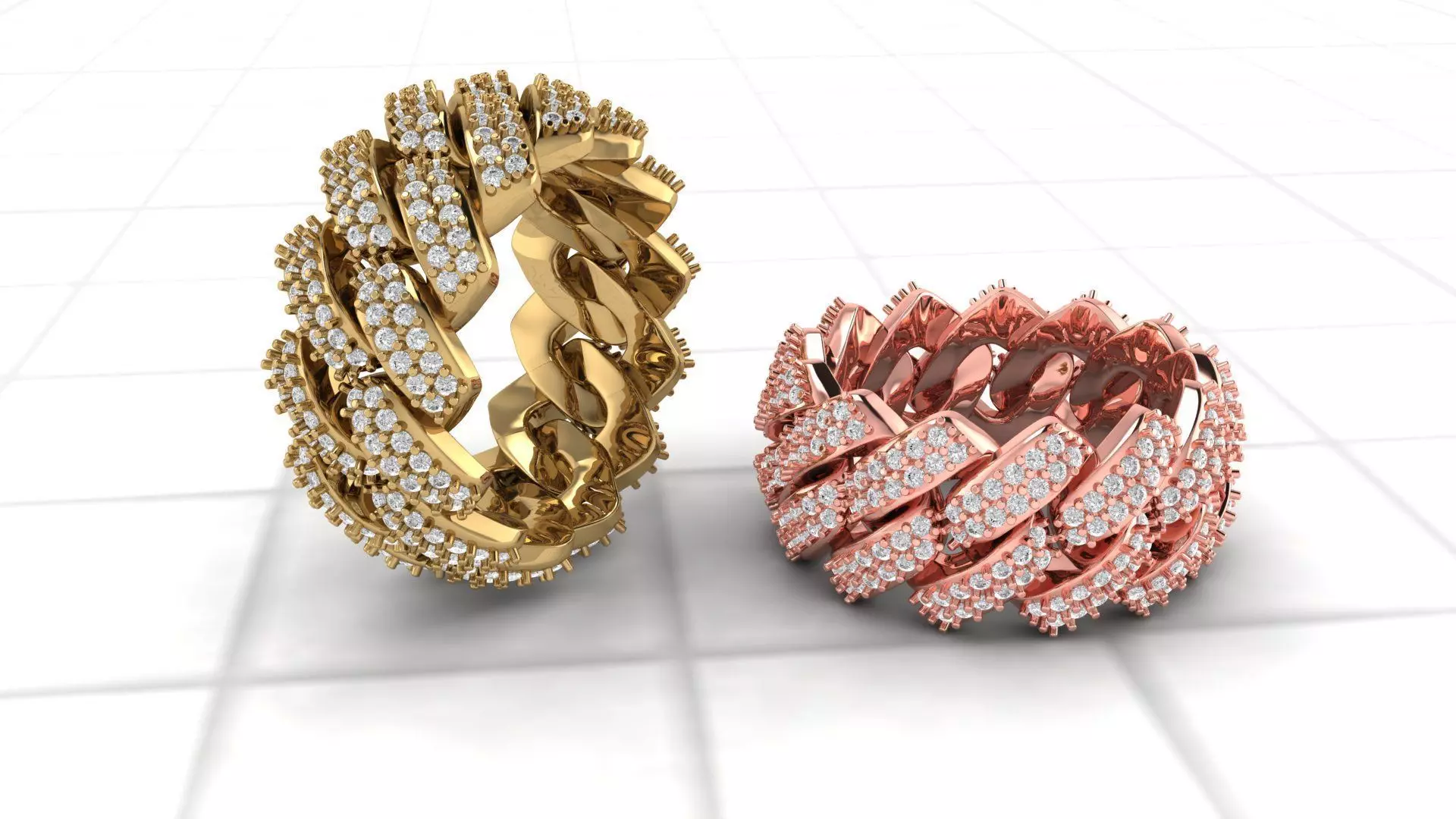 Miami Cuban Link Chain Ring Stackable Ring 3D print model